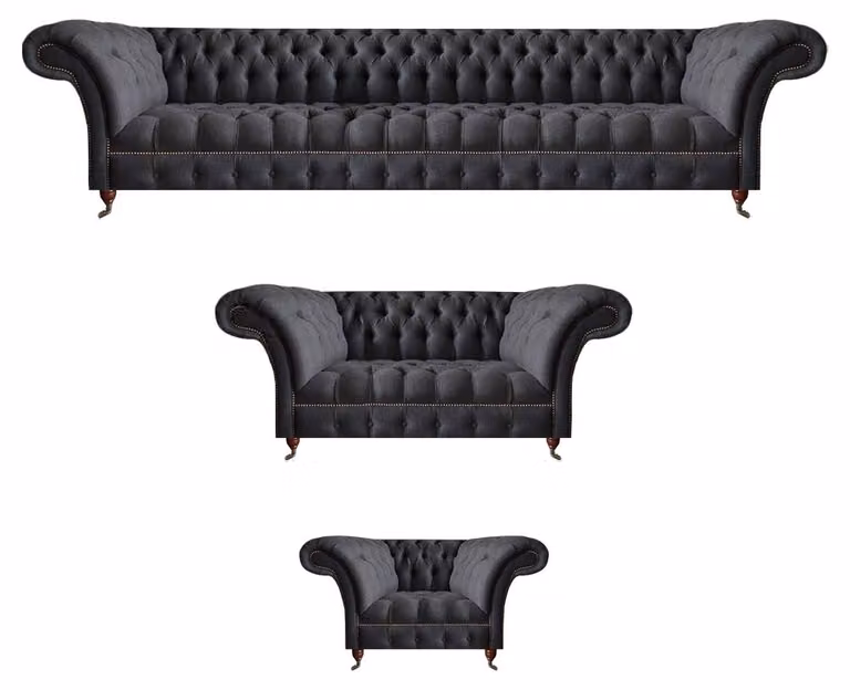 Schwarze Chesterfield Textilgarnitur Polstersitzmöbel Couchgarnituren