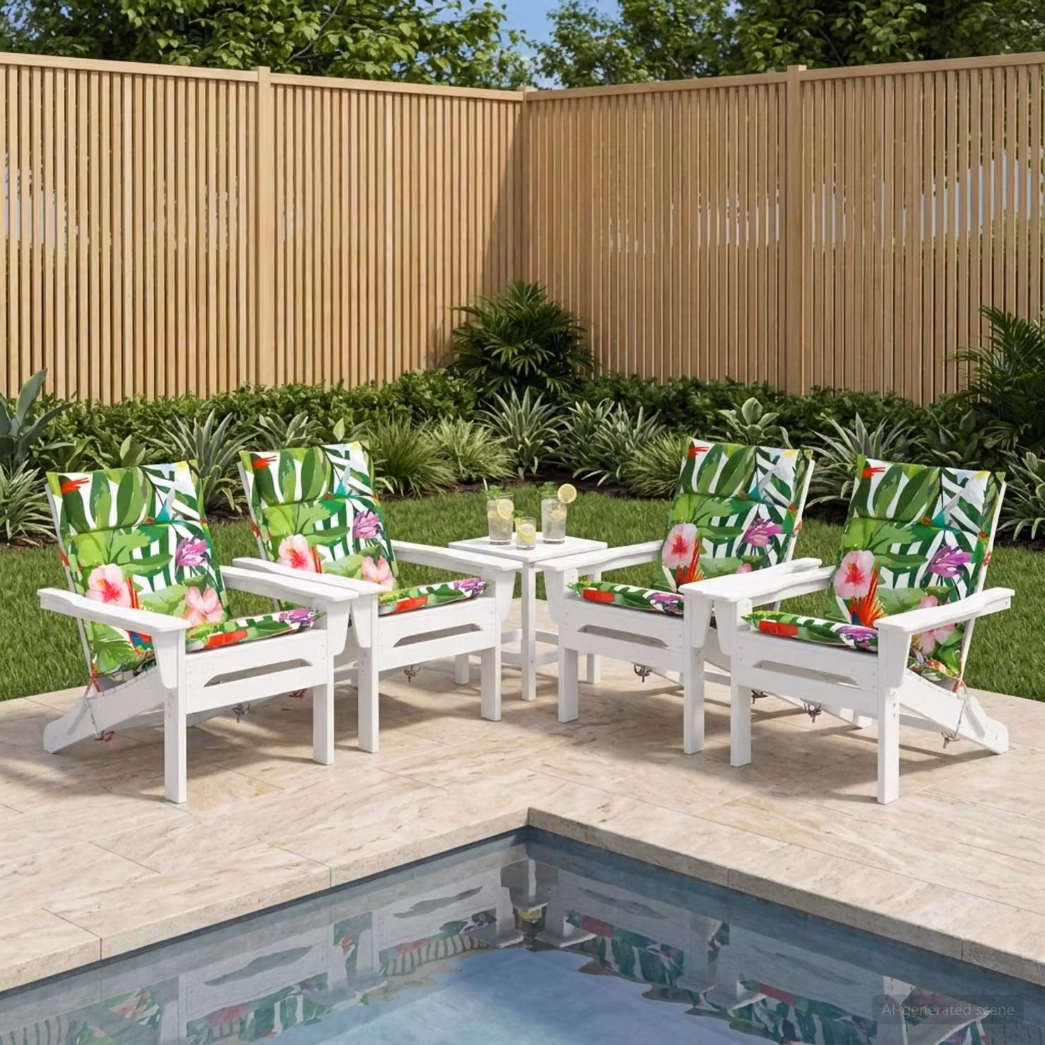 Set di 4 cuscini per sedia alta vidaXL GEMERT multicolore in poliestere con rivestimento rimovibile e antiscivolo