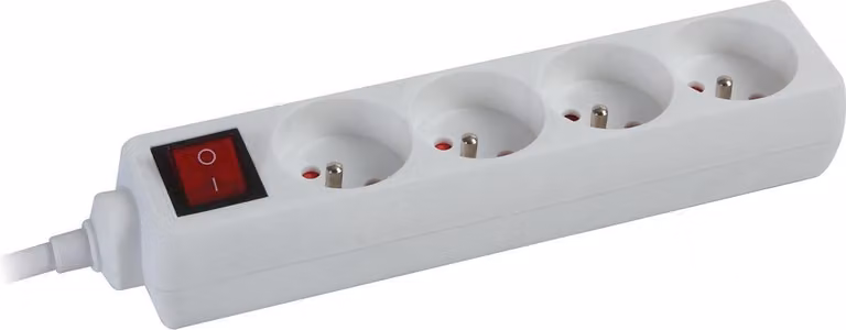 Presa 4 Vie Con Interruttore - Cavo Da 1,5 M - Bianco - Presa Francese
