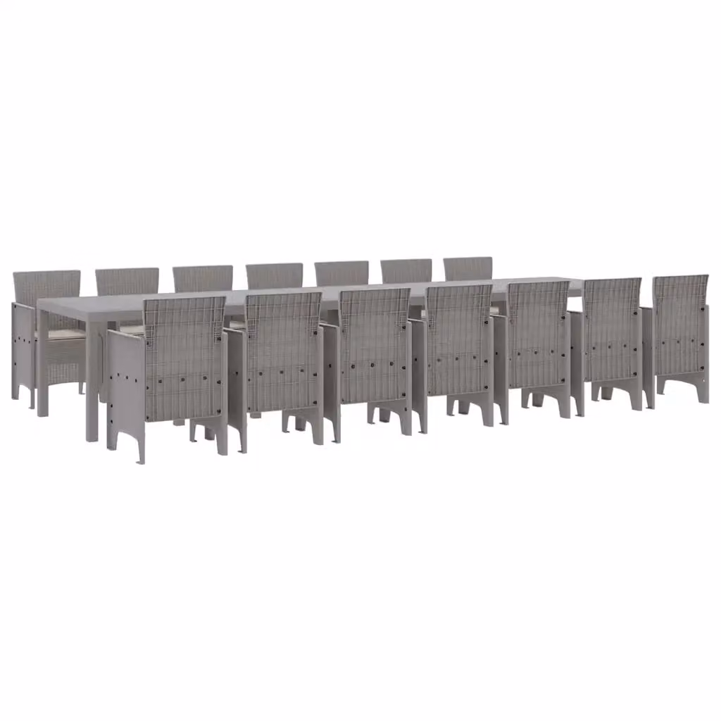 Set da pranzo da giardino moderno vidaXL in rattan grigio con 15 pezzi – 2
