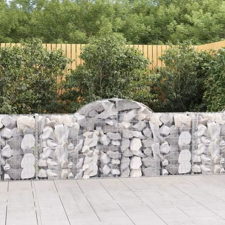 Set di 3 Cesti Gabbioni ad Arco vidaXL in Acciaio Zincato Grigio L: 200 cm, P: 30 cm, H: 80-100 cm