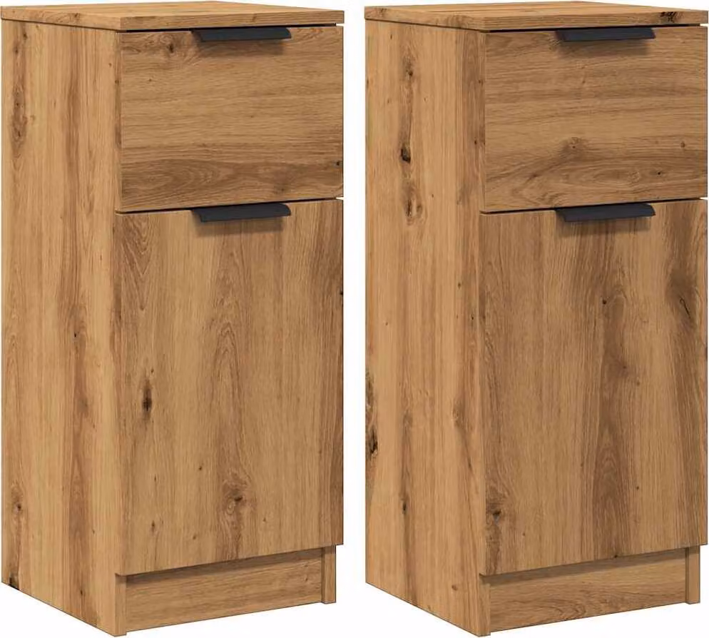 Credenze 2 pz Rovere Artigianale 30x30x70 cm Legno Multistrato