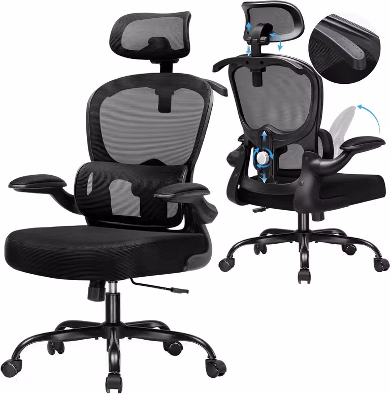Sedia da ufficio ergonomica con poggiatesta 3D e supporto lombare regolabile