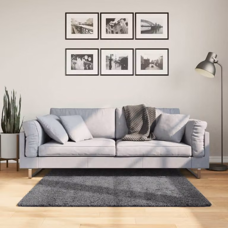 Tappeto vidaXL OVIEDO a pelo corto moderno in poliestere, colore antracite, L/P: 120 x 120 cm