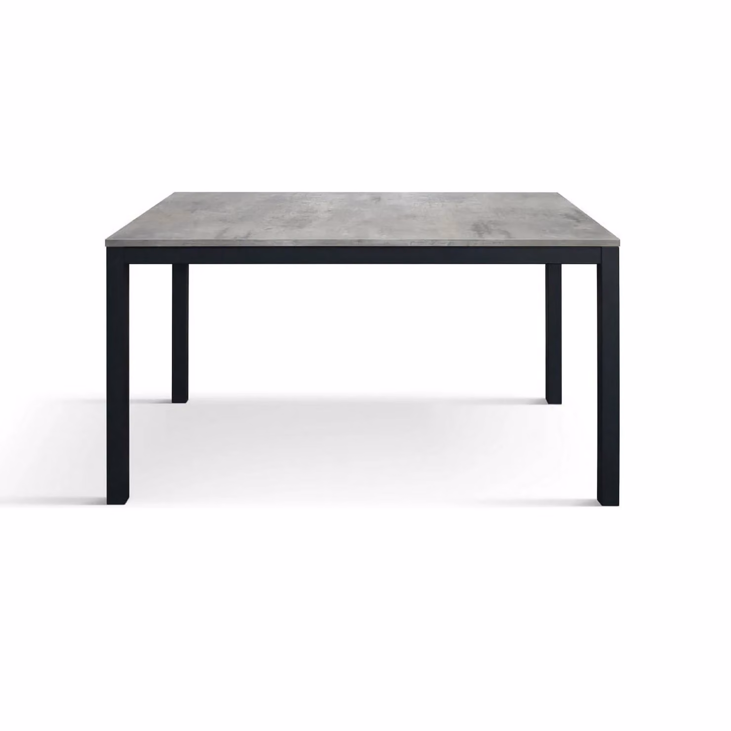 Tavolo TROPEA in legno, finitura grigio cemento e base in metallo verniciato antracite, allungabile 160×90 cm – 210×90 cm