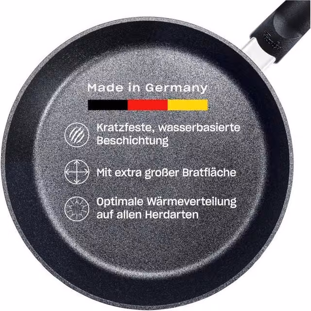 Padella Fissler Adamant Comfort in alluminio antiaderente e antigraffio, colore nero, diametro: 26 cm