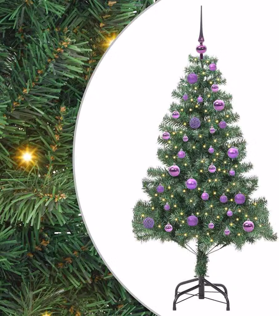 Albero di Natale con 150 LED con supporto Verde 150 cm PVC