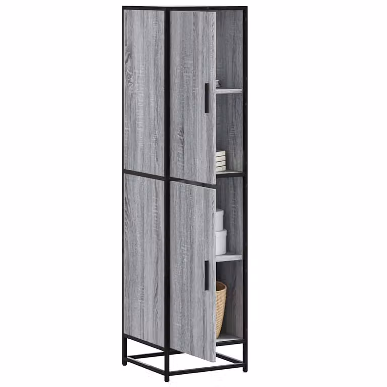 Credenza vidaXL in stile industriale Grigio con ante a battente e ripiani interni, L/P/H: 35,5 x 35,5 x 139 cm
