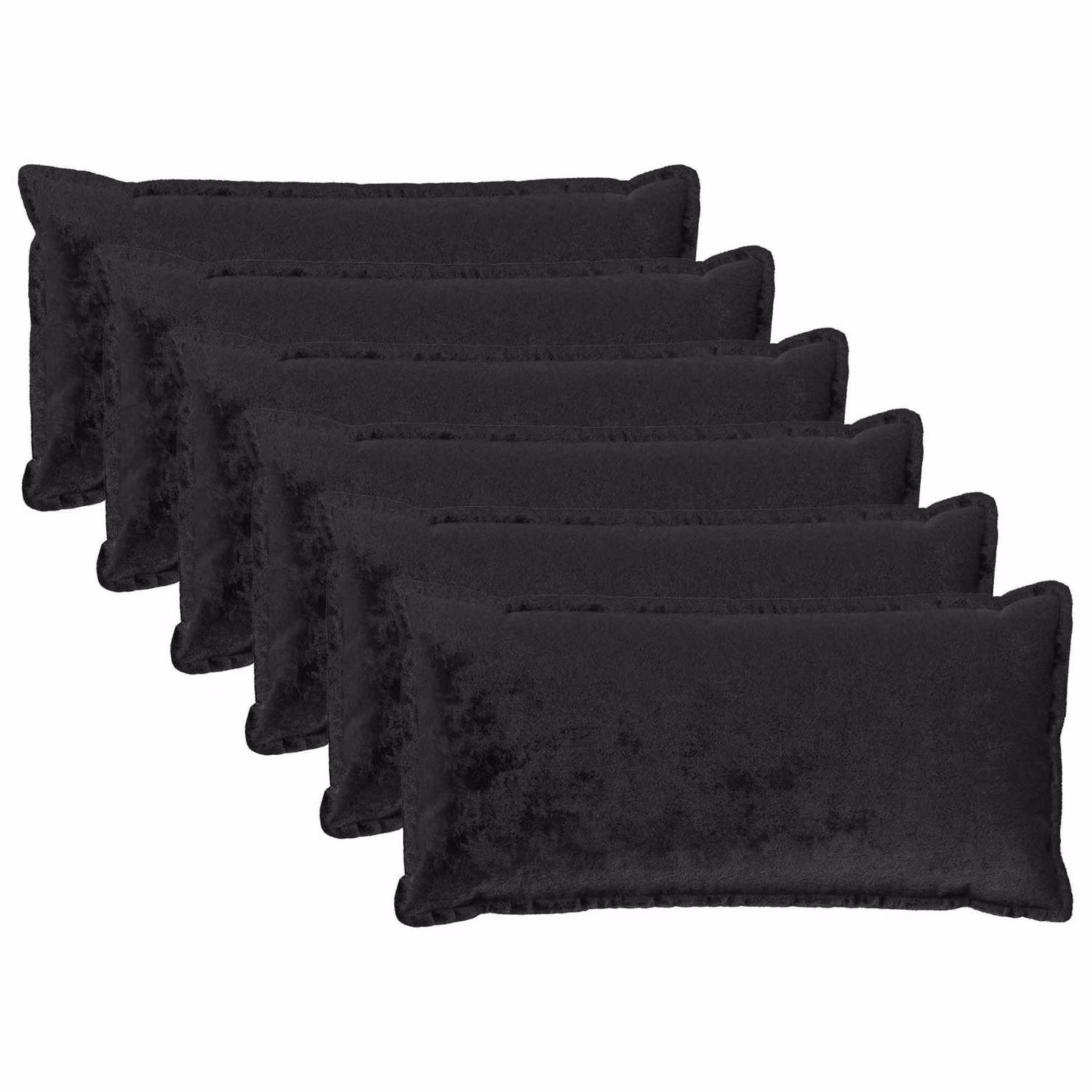 Set di 6 federe vidaXL HOUTEN in flanella nera, L 40 cm x P 70 cm