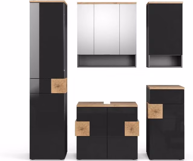 Set di mobili da bagno Eden Antracite 5 pezzi Vicco