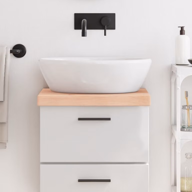 Piano Bagno vidaXL in Legno Massello Non Trattato, Colore Marrone, L/P/H: 40 x 40 x 40 cm