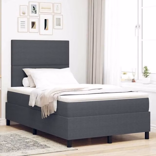 Letto moderno vidaXL in tessuto velluto a coste con illuminazione LED sottostante, Grigio e Bianco, L/P/H: 120 x 200 x 193 cm