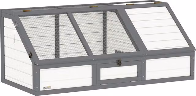 PawHut Box per Tartarughe da Esterno in Legno Bianco con Design Senza Fondo
