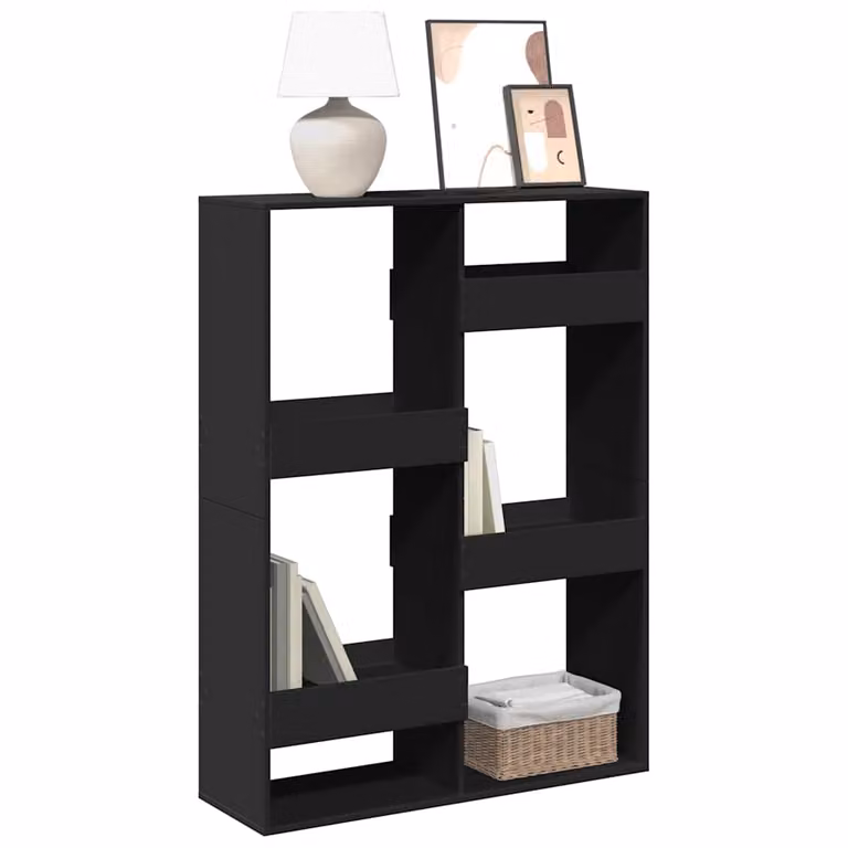 Libreria nera vidaXL in legno e MDF da parete per soggiorno L 100 cm, P 33 cm, H 135 cm