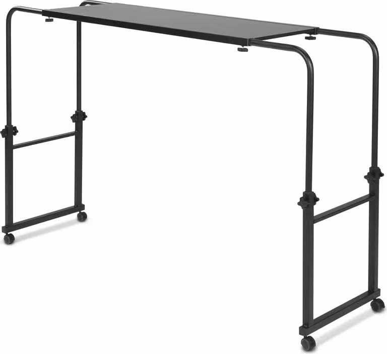 Tavolo da letto ELONEO su rotelle, regolabile in altezza / larghezza, tavolo da letto, scrivania mobile, tavolo per la cura, tavolo per computer portatili, tavolino da letto, larghezza 119-190 cm & altezza 78-120 cm