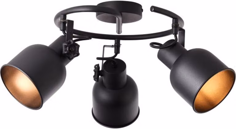 Lampada BRILLANTE, Rolet spot spirale 3flg nero sabbia, metallo, 3x D45, E14, 18W, lampade a goccia (non incluse)