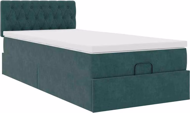 Struttura Letto Pouf con Materasso 100x200 cm Velluto