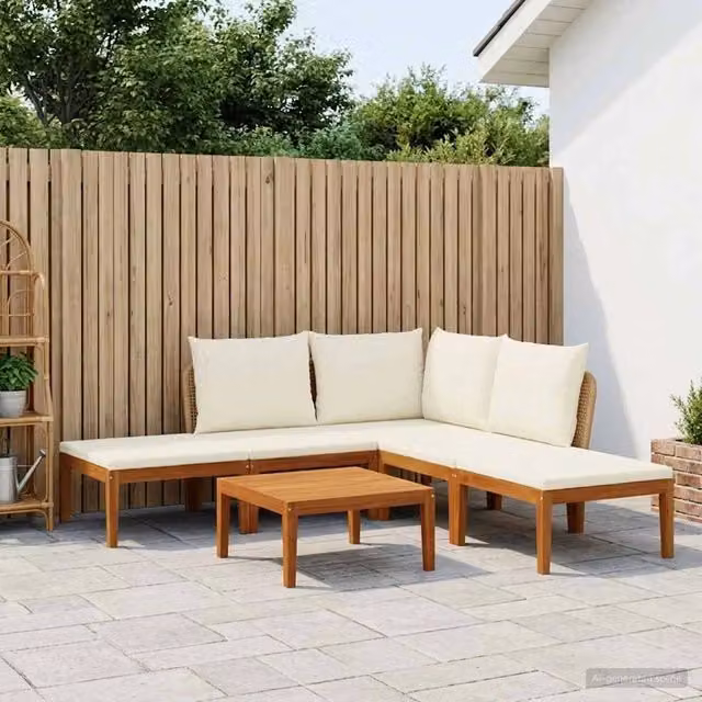 Set di 6 sedie da giardino vidaXL in legno di acacia e corda beige e bianca – 1