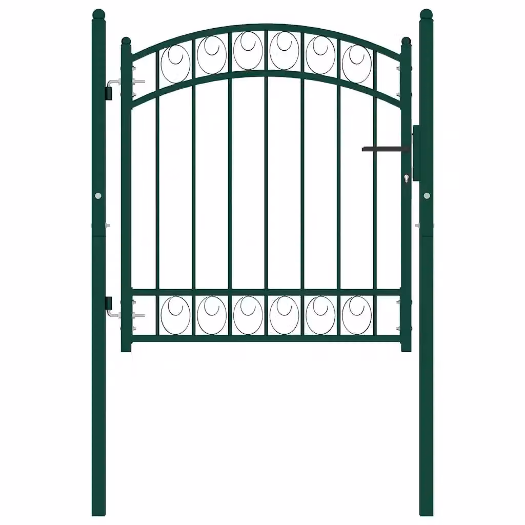 Cancello singolo per recinzione vidaXL in acciaio verde, bloccabile, H: 86 cm, L: 100 cm – 2
