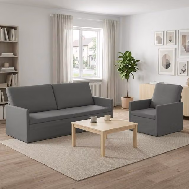 Set di divani 2 pcs Grigio Scuro Tessuto 3433163