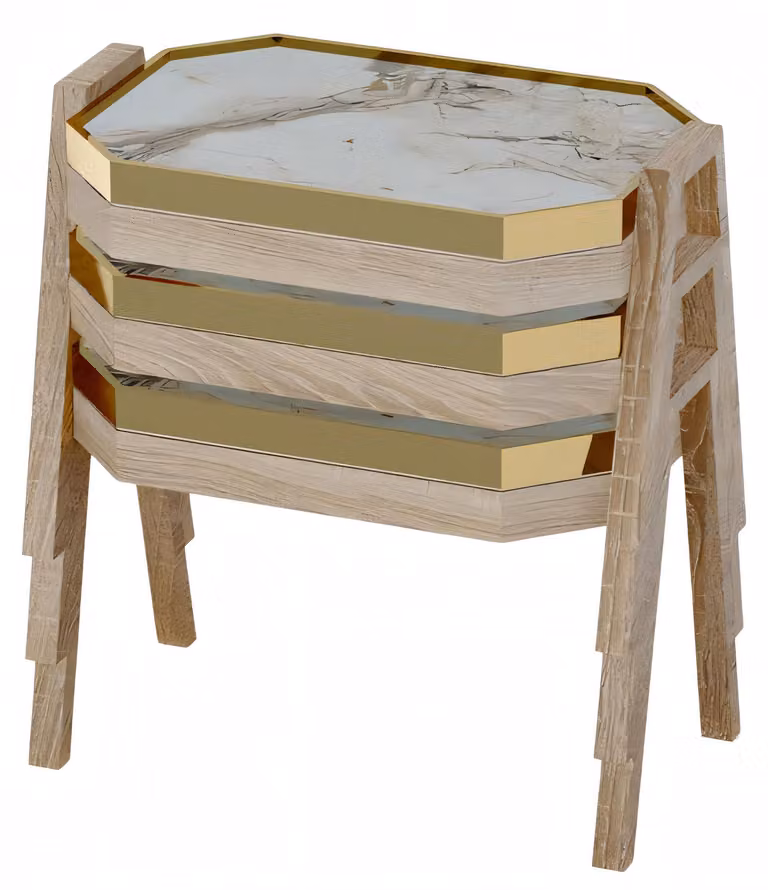 Couchtisch-Set aus Holz in Beige modern elegant