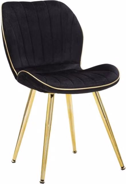 Set di 2 sedie Paris Space Charme1921 in velluto nero e oro per cucina, L/P/H: 46 x 58 x 77 cm – 1