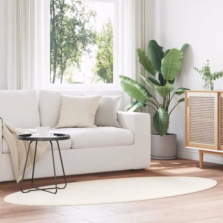 Tappeto moderno vidaXL HUARTE color crema e beige, 100% poliestere, lavabile e antiscivolo, L: 200 cm x P: 100 cm