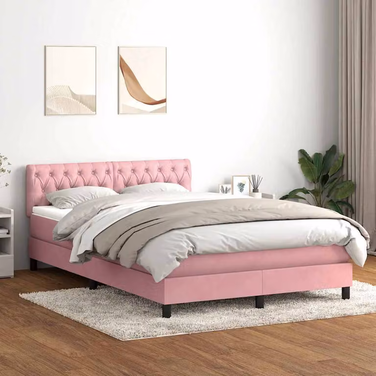 Maison Exclusive - Giroletto a Molle con Materasso Rosa 140x220 cm in Velluto