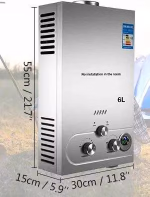 Scaldabagno, scaldabagno istantaneo, acciaio inox, 6 L 12KW