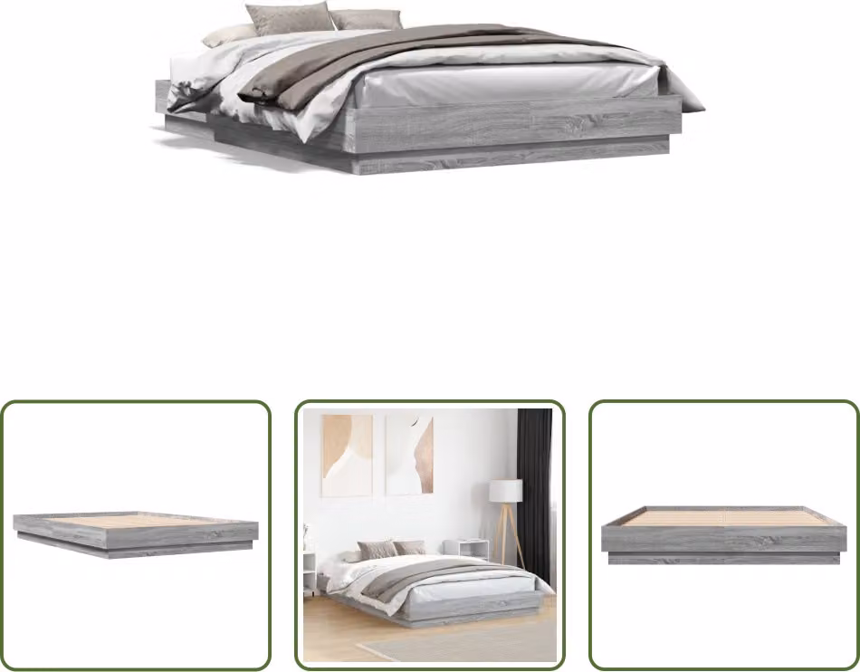 The Living Store Giroletto grigio Sonoma 140x200 cm in materiale ligneo