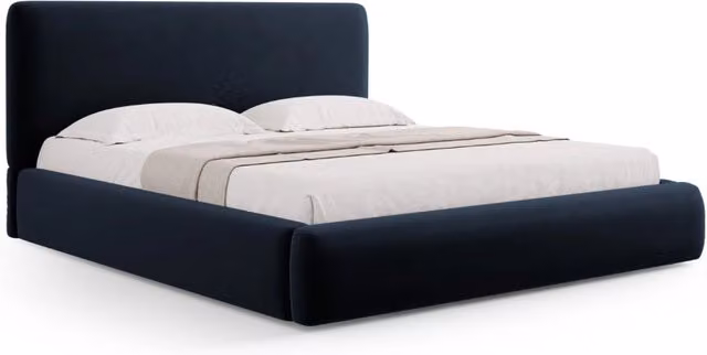 Letto con cassettone e testiera Colonel Cosmopolitan Design in velluto blu scuro L/P/H: 140 x 200 x 100 cm