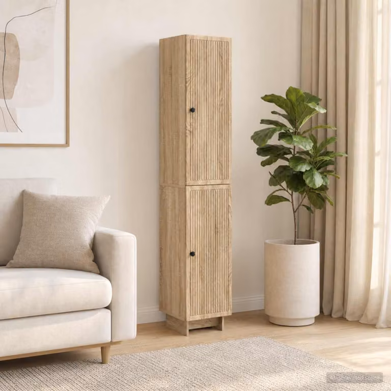 Set di mobili modern vidaXL composto da lowboard, mobile alto e pensile in legno MDF color rovere, L/P/H: 90 x 33 x 34,5 cm