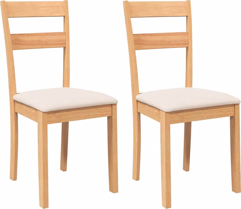 Sedie da Pranzo con Cuscini 2 pz Naturale Legno Massello Hevea
