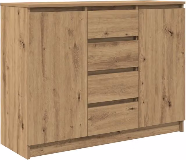 Credenza Buffet in Rovere Artigianale Marrone con Cassetti, Design Moderno, L 100,5 cm x P 35 cm x H 76 cm – 1