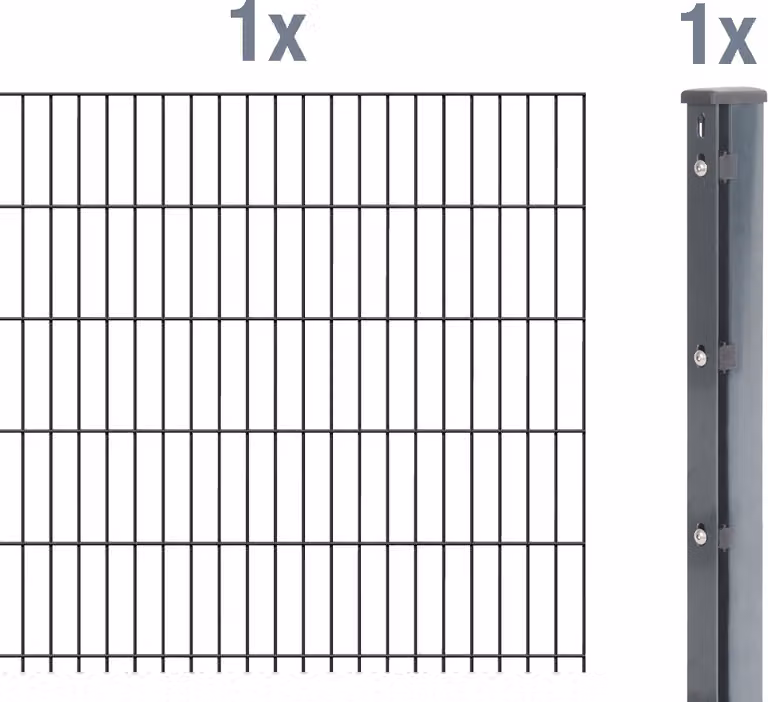 Alberts 644895 Recinzione a doppia rete metallica come set completo, antracite, altezza 203 cm, lunghezza 2,5 m