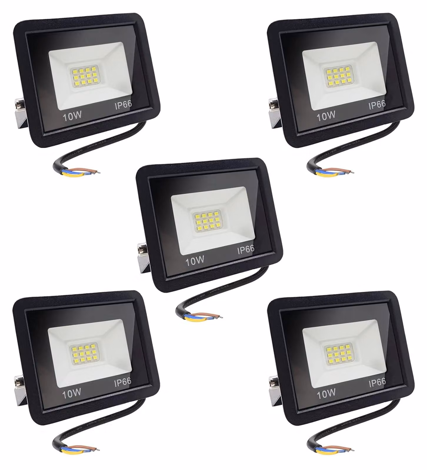 Faretto LED da esterno, 10W, luce calda, grado di protezione IP66, set da 5