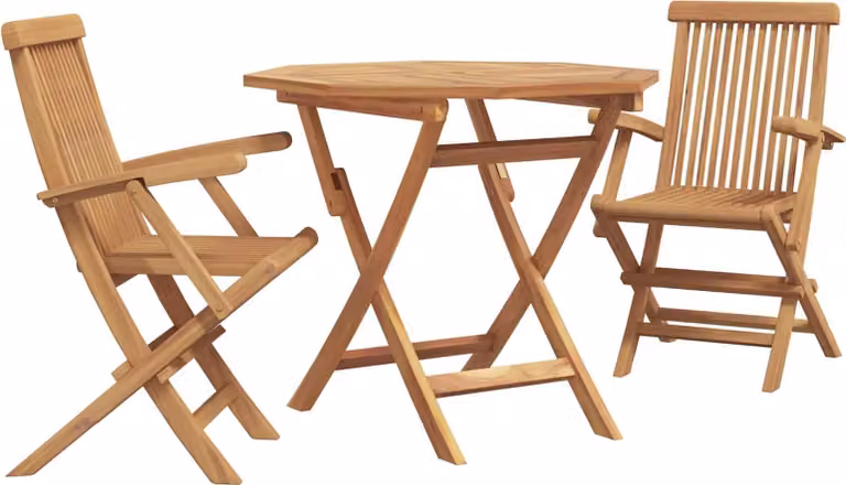 Set da Pranzo per Giardino 3 pcs Marrone