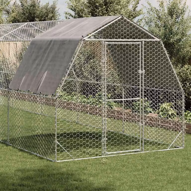 vidaXL Recinto per Polli con Tetto 2,5x12x2,25 m in Acciaio Zincato