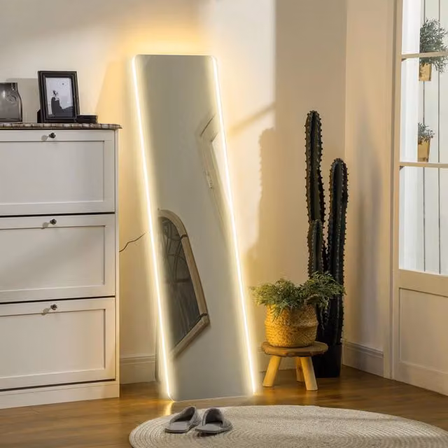 Specchio a Parete Minimal con LED Dimmerabile Grigio L: 40 cm, H: 150 cm – 1