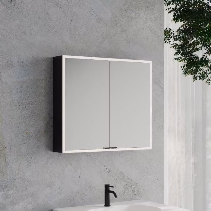 Specchio da bagno a cubo Kronenbach 2.0, da montare a parete, con 2 ante, 80 cm