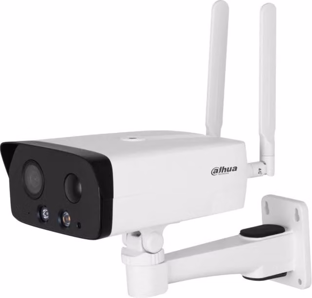 Telecamera IP Dahua WizSense 4MP con IR 2.8mm e connettività 4G LTE IPC-HFW3441DG-AS-4G-EAU-B, colore bianco