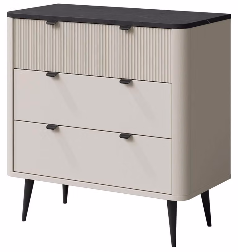 Cassettiera Marly 90x40x82cm colore selezionabile, cashmere / pietra grigia