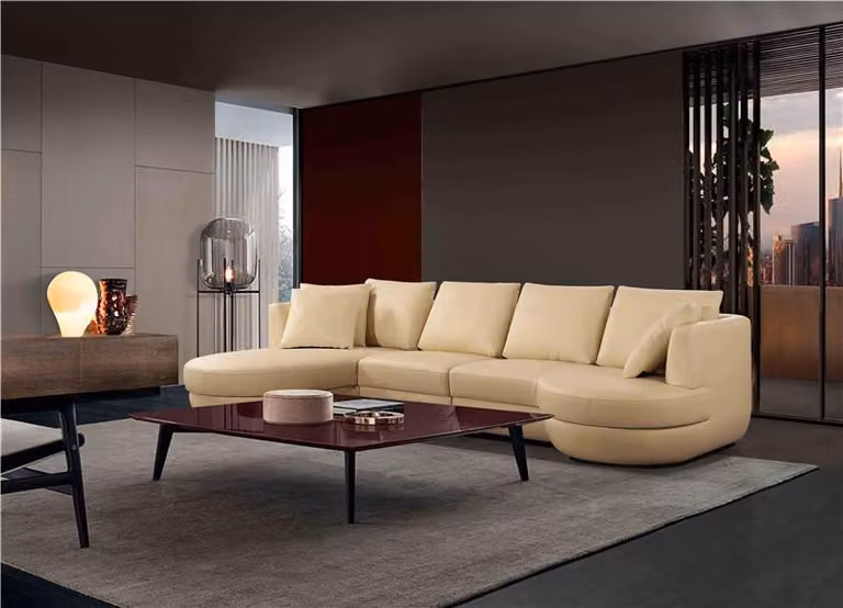 Ledersofa Couch Sofagarnitur Ecksofa Eck Garnitur Design Modern Sofa Beige