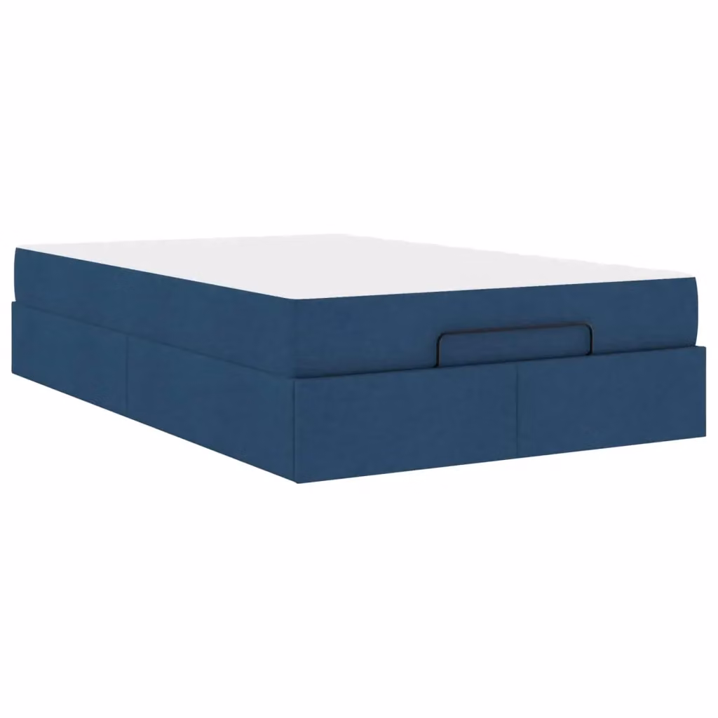 Set letto vidaXL con struttura imbottita in tessuto blu e 2 materassi in schiuma, L 120 x P 200 cm – 2