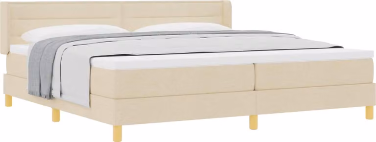 Letto a molle con materasso Crema 200 x 200 cm Tessuto