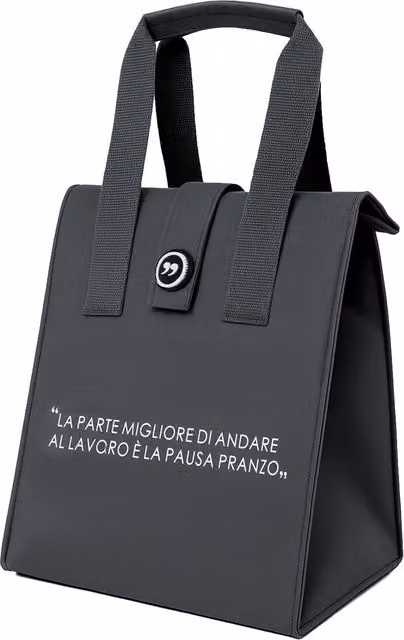 Borsa porta pranzo termica grigia con scritta da 12 L