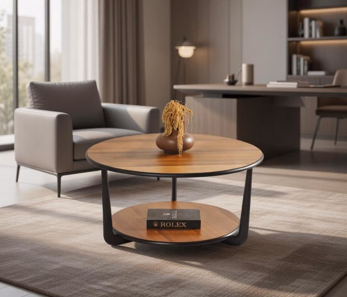 Tavolino da salotto moderno, minimalista, marrone, elegante, di classe, confortevole