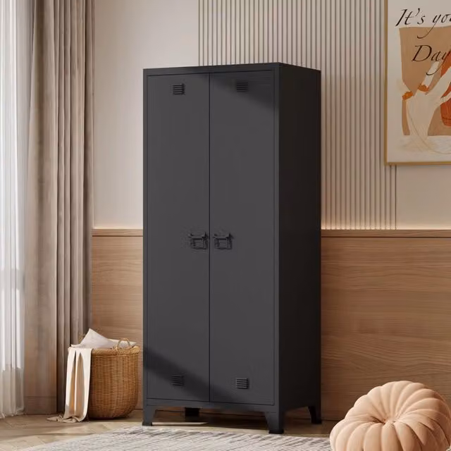Armadio Hankasalmi per Guardaroba 180 x 90 x 40 cm Acciaio Nero [en.casa]