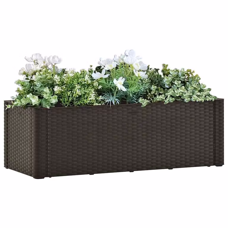 Letto rialzato da giardino con irrigazione vidaXL in WPC, disponibile in marrone o antracite, L: 100 cm, P: 43 cm, H: 33 cm