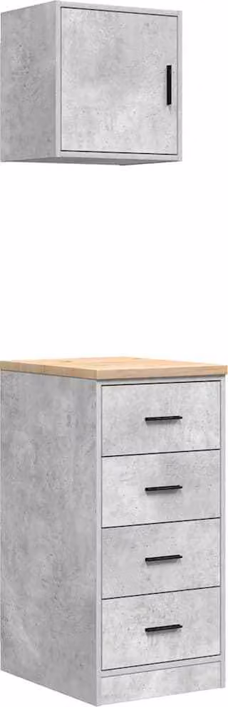 Armadi da Garage 2 pz Grigio Cemento in Legno Multistrato